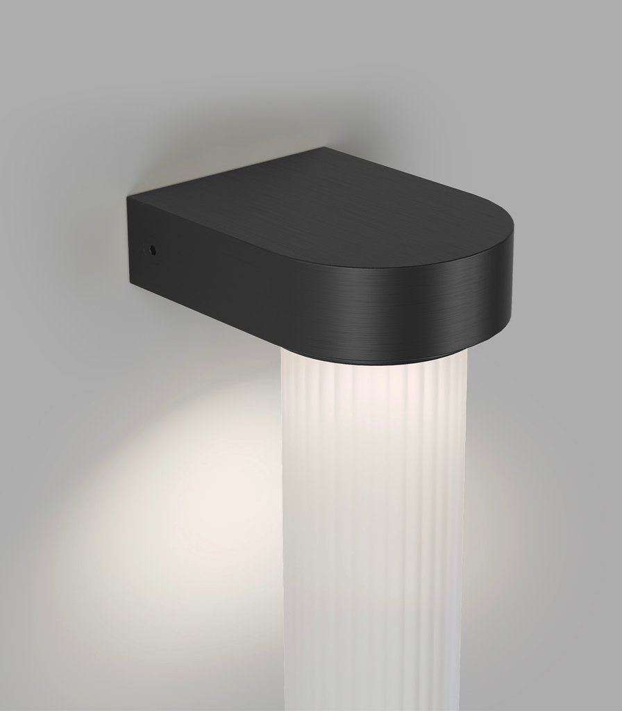 lighting republic-edge wall light-iron-frosted ribbed-close up 2-on.webp