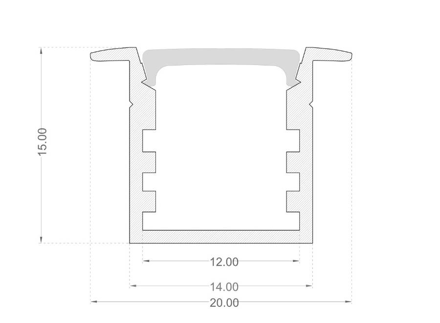 Tall Recessed Mounting Profile Dimensions