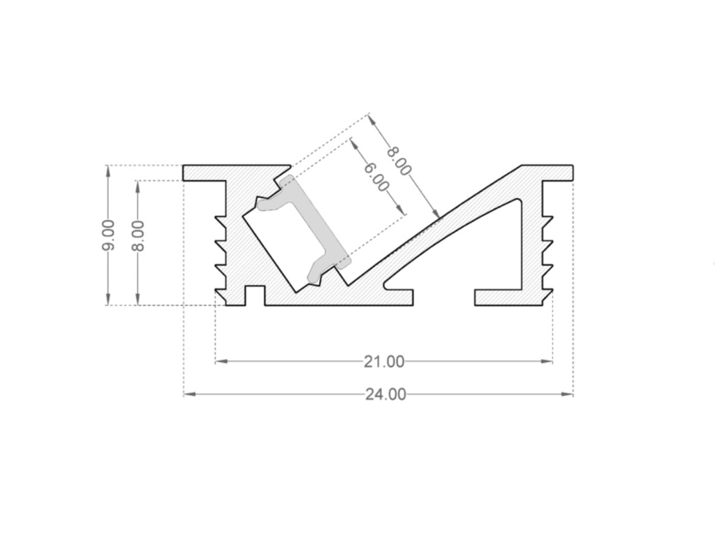 Slot Recessed Mounting Profile Dimensions