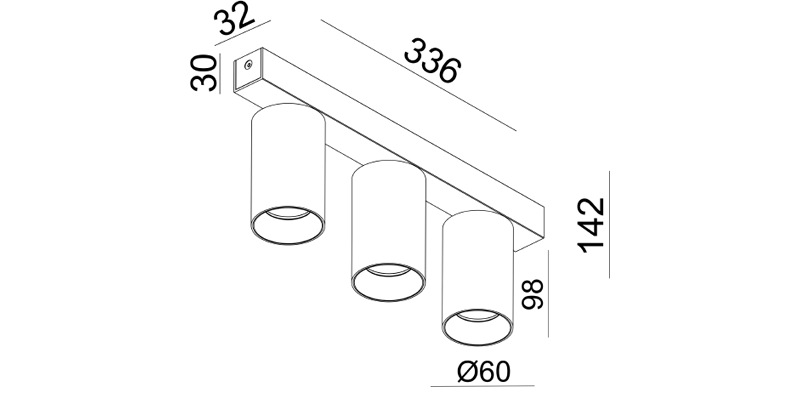 Kanon Triple Bar Spot - Line Drawing