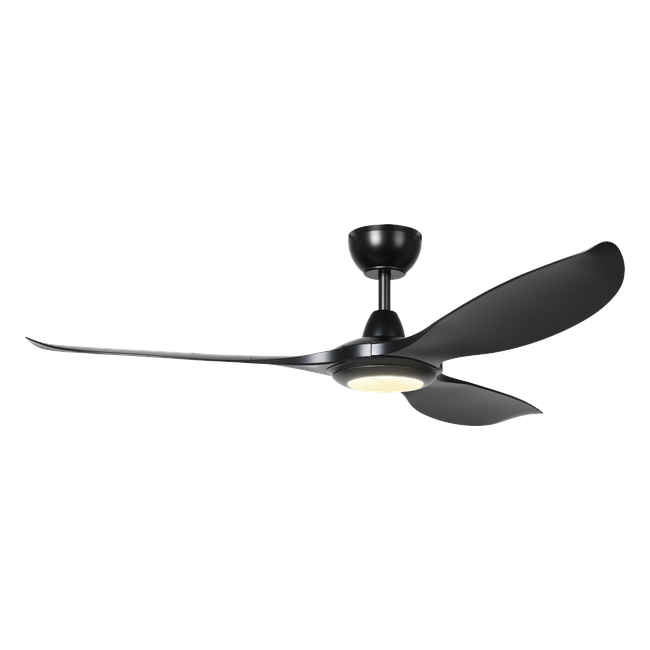 Kurra Ceiling Fan - Black, light on