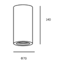 Eon Plaster Surface Mounted Downlight - Dimension Drawing (Medium)