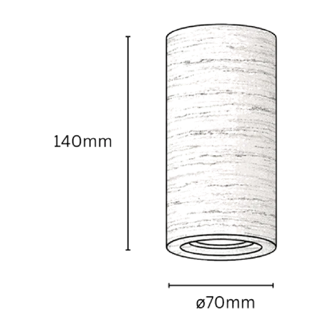 Wisp Travertine Surface Mounted Downlight - Dimension Drawing (Lava)