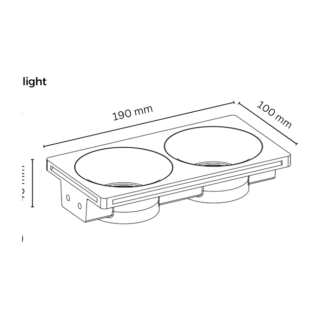 Nura Soop Plaster Trimless Double Downlight - Dimension Drawing