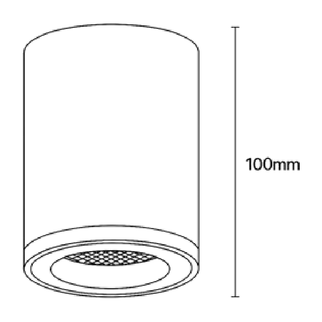 Carbon Aluminium Surface Mounted Downlight - Dimension Drawing