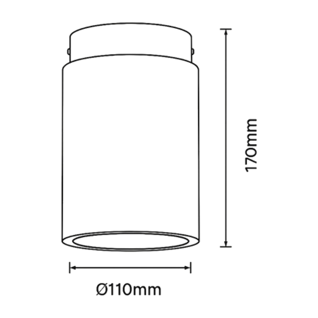 Beam Lava Stone Surface Mounted Downlight - Dimension Drawing
