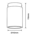 Beam Lava Stone Surface Mounted Downlight - Dimension Drawing