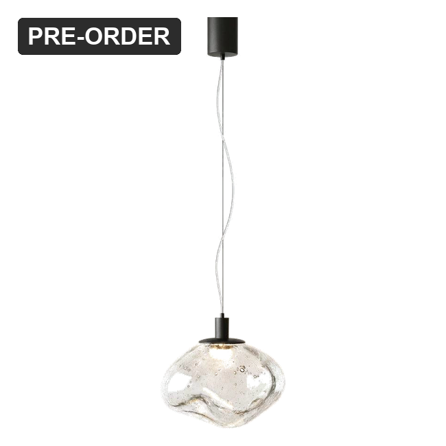 Orbis Bubble Blown Glass Pendant Light - Black