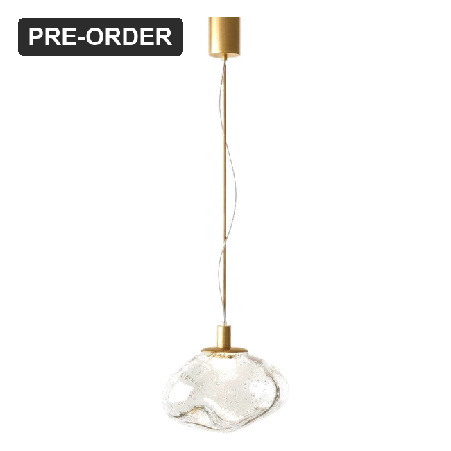 Orbis Bubble Blown Glass Pendant Light - Brass