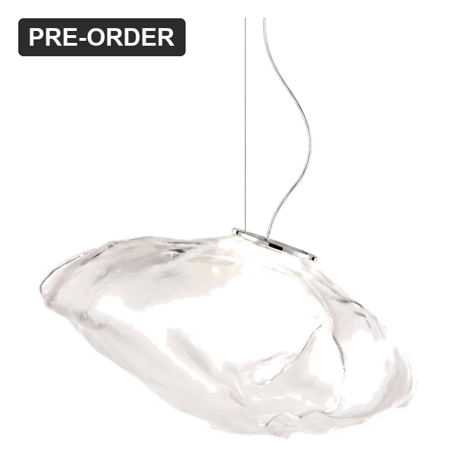 Nimbus Hand Blown Glass Pendant Light - Clear Glass, Brushed Nickel Canopy