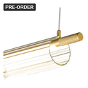 Flute Glass Linear Pendant Light - Brass
