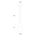Noir Terrazzo Pendant Light - Dimension Drawing (Black)