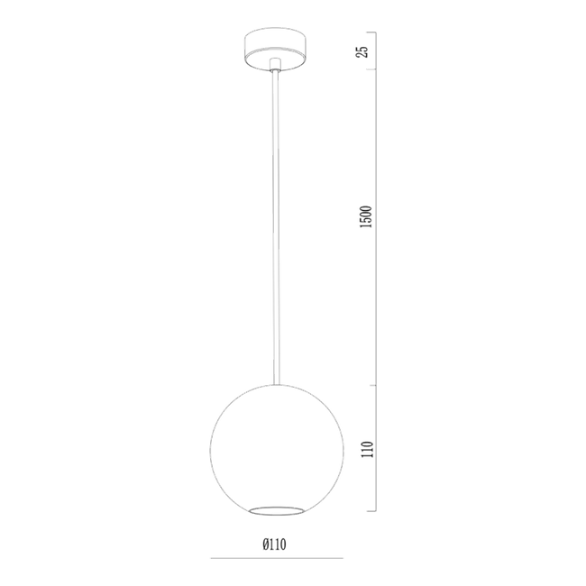 Orbita Plaster Pendant Light - Dimension Drawing (White)