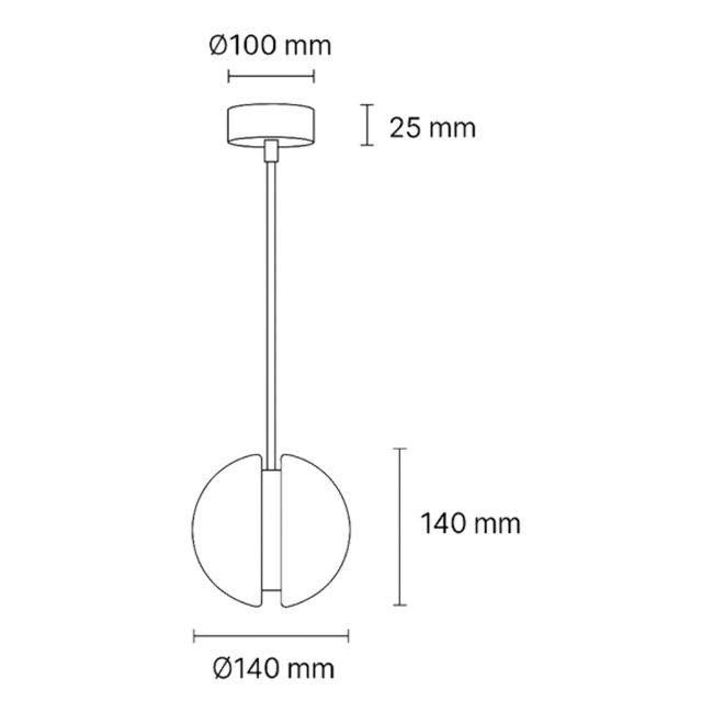 Sphera Stone Pendant Light - Dimension Drawing