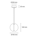 Sphera Stone Pendant Light - Dimension Drawing