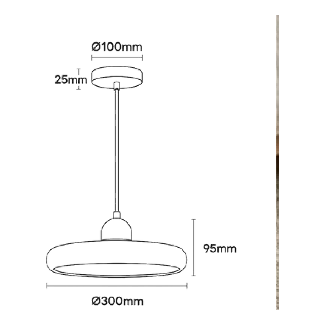 Kaia Natural Stone Pendant Light - Dimension Drawing
