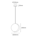 Nacre Natural Travertine Pendant Light - Dimension Drawing