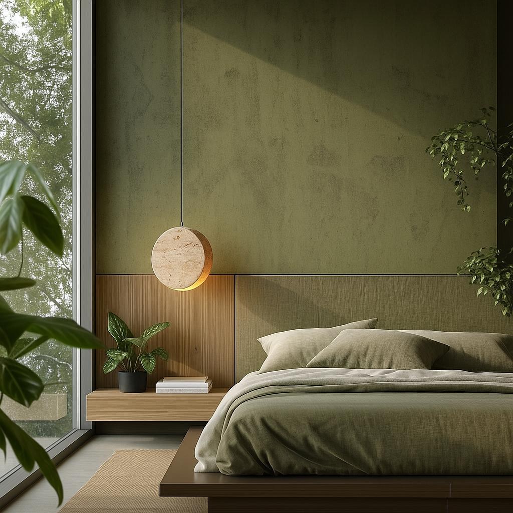 Nacre Natural Travertine Pendant Light - Lifestyle 1