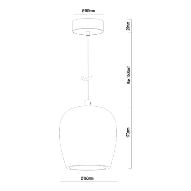 Clay Drop Natural Concrete Pendant Light - Dimension Drawing