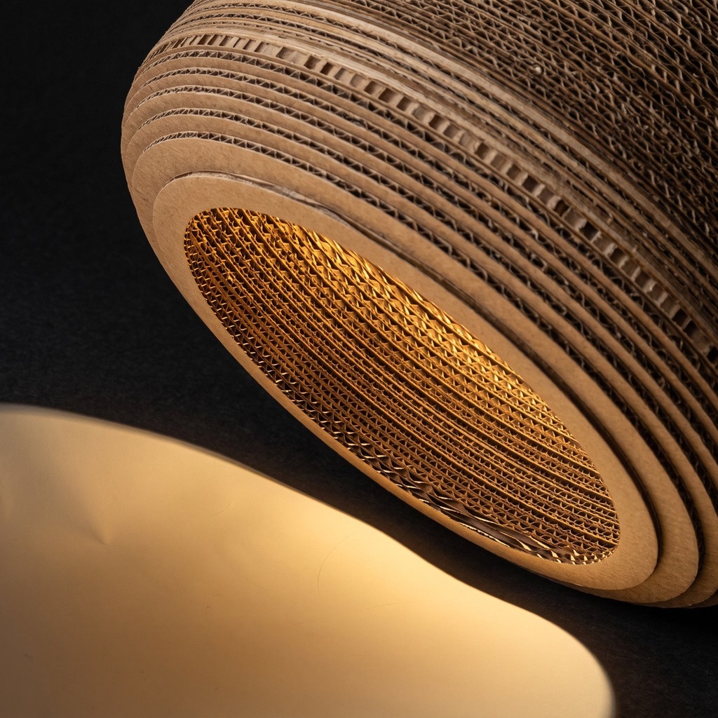Solis Cylinder Recycled Cardboard Pendant Light - Lifestyle 2
