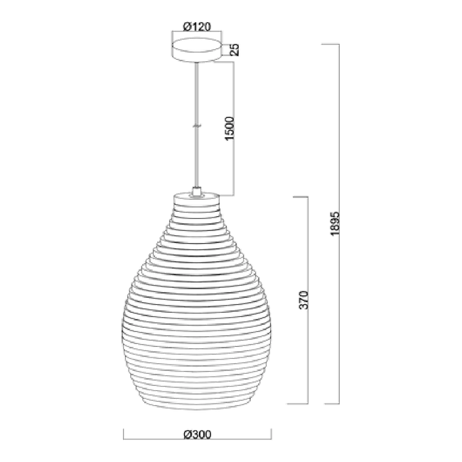 Solis Cone Recycled Cardboard Pendant Light - Dimension Drawing