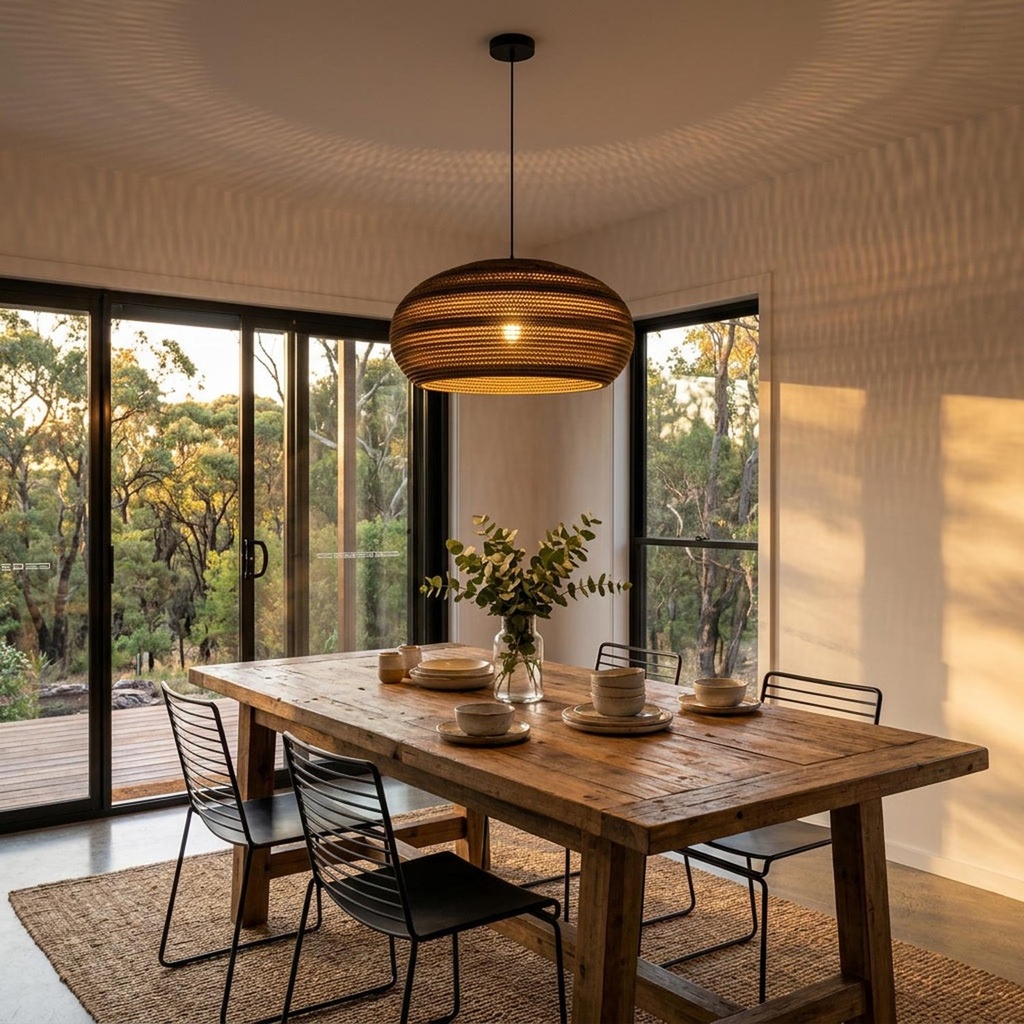 Zanora Oval Recycled Cardboard Pendant Light - Lifestyle 1