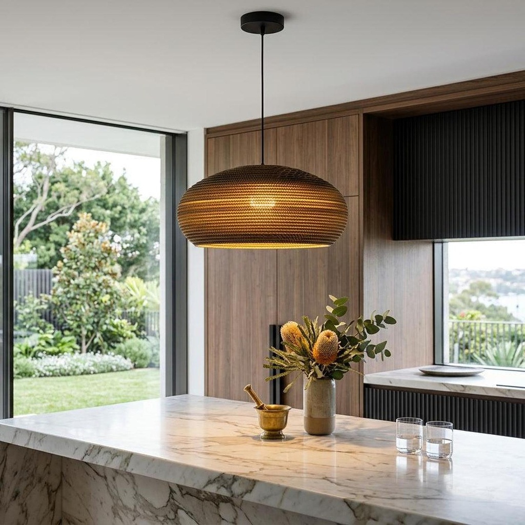 Zanora Oval Recycled Cardboard Pendant Light - Lifestyle 3