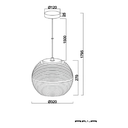 Zanora Round Recycled Cardboard Pendant Light - Dimension Drawing