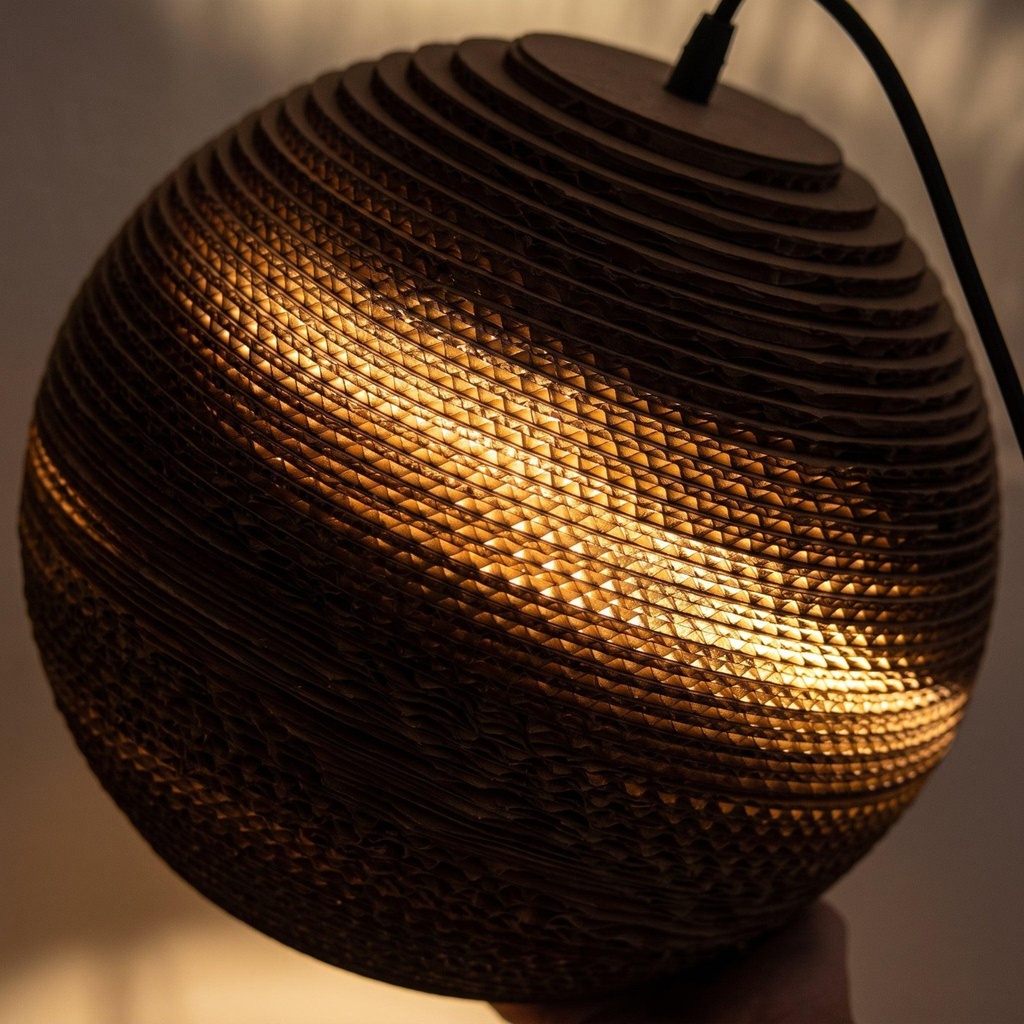Zanora Round Recycled Cardboard Pendant Light - Lifestyle 2