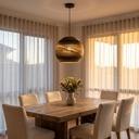 Zanora Round Recycled Cardboard Pendant Light - Lifestyle 4