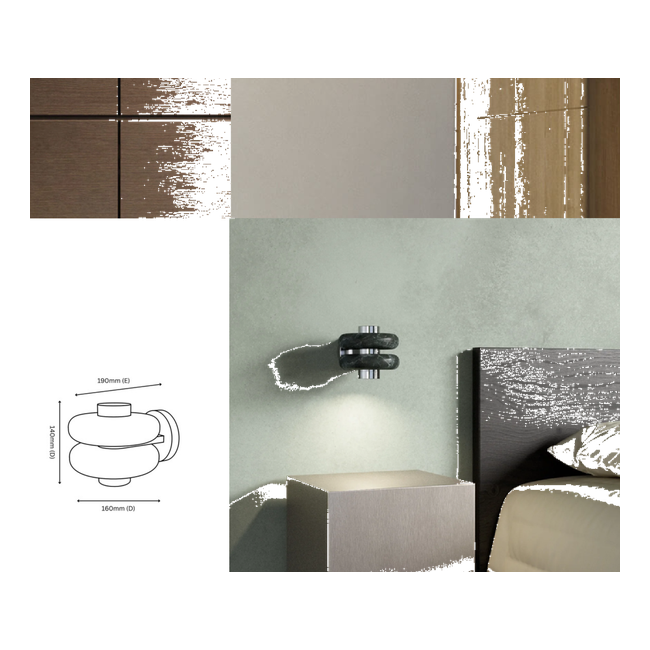 Aro Marble Wall Light - Dimension Drawing (Taj Mahal Marble)