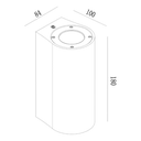 Blaze Sandstone Outdoor Up/Down Wall Light - Dimension Drawing (White)
