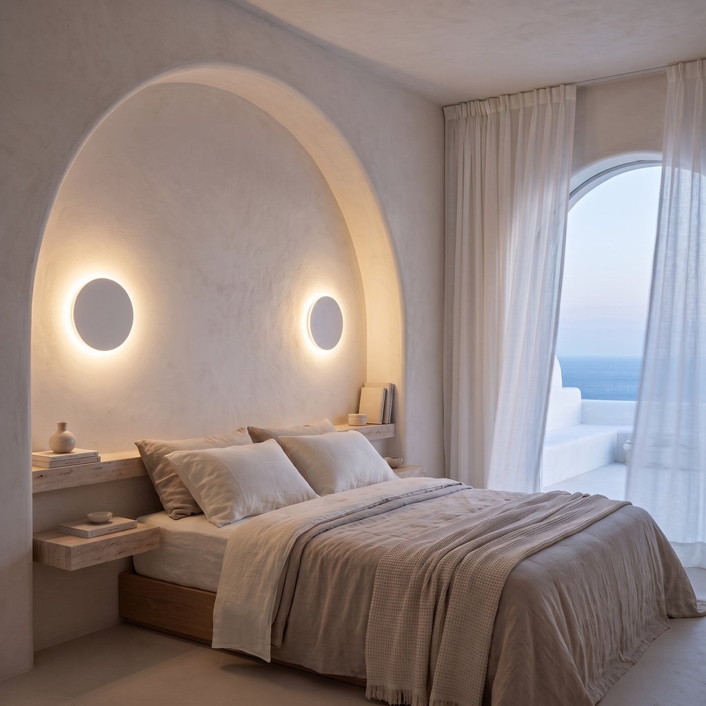 Selene White Plaster Halo Wall Light - Lifestyle 5