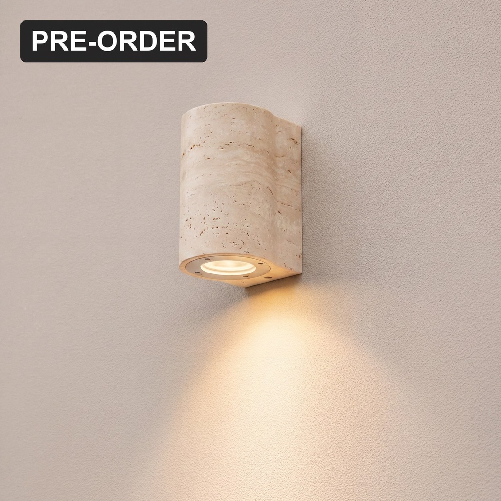 Marmo Travertine Fixed Down Outdoor Wall Light - Lifestyle 1
