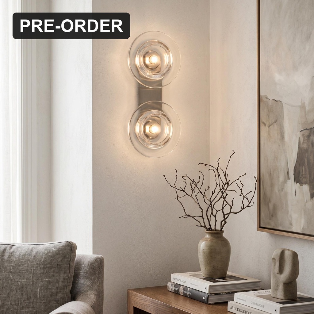 Ellery Duo Clear Glass Wall Sconce - Lifestyle 1