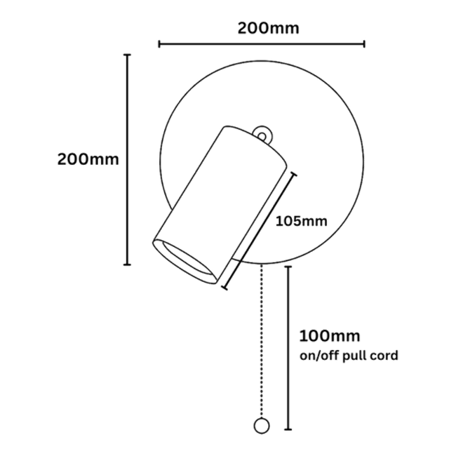 Brim Natural Travertine Indoor Wall Light - Dimension Drawing