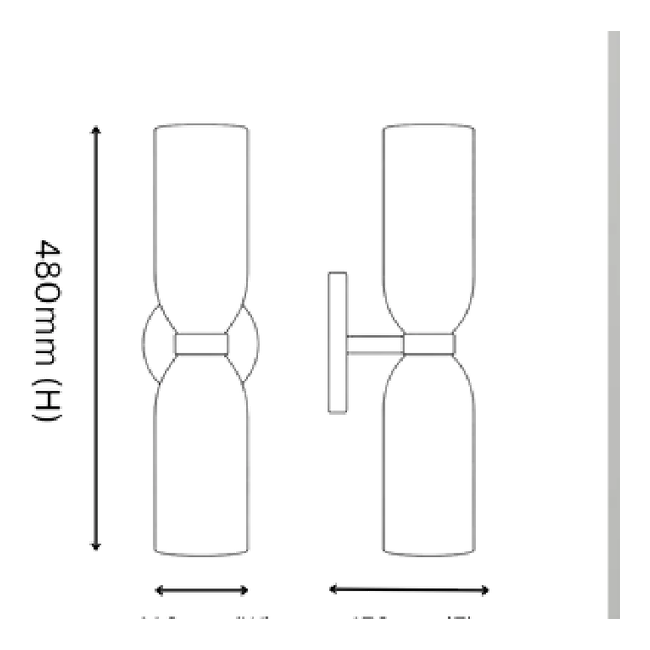 Noren Alabaster Wall Sconce - Dimension Drawing