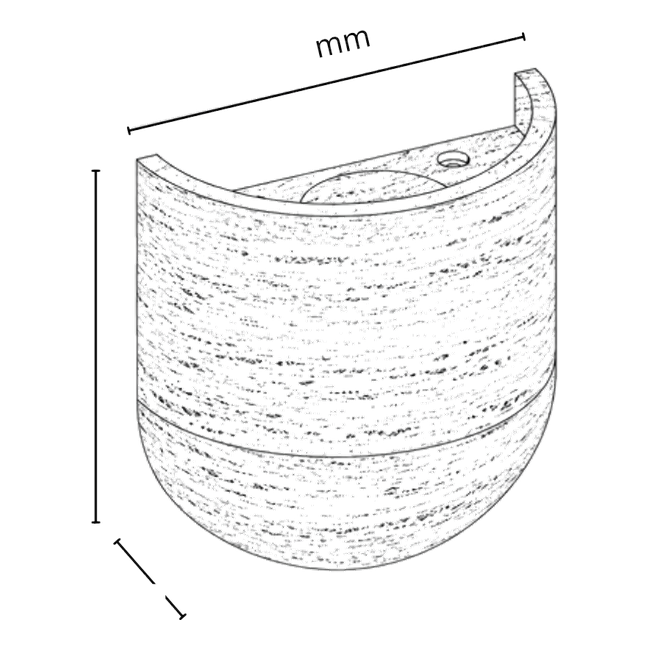 Wisp Curved Travertine Indoor Wall Light - Dimension Drawing