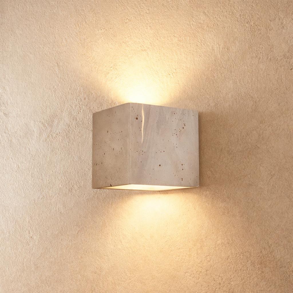 Wisp Cube Travertine Up/Down Wall Light - Lifestyle 1