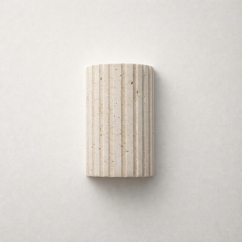 Shore Ribbed Natural Travertine Up/Down Wall Light - Lifestyle 2