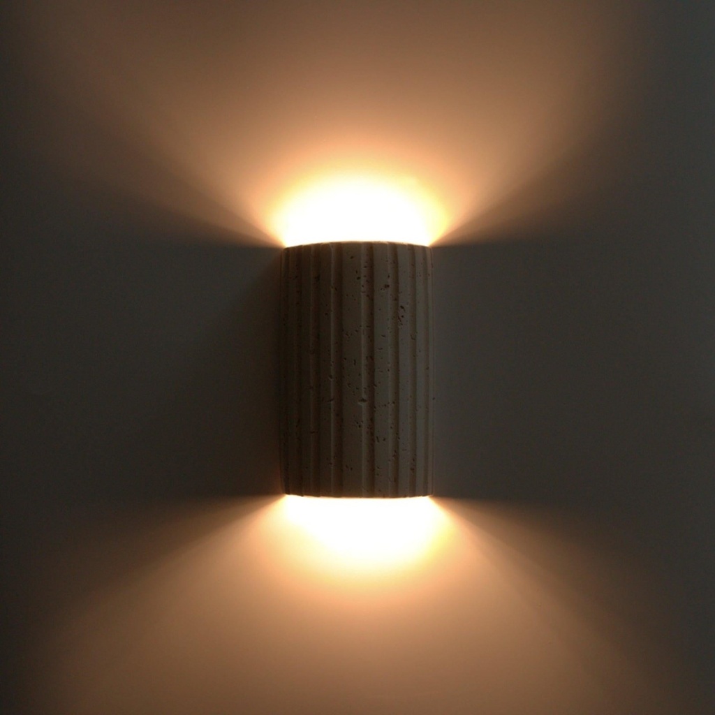 Shore Ribbed Natural Travertine Up/Down Wall Light - Lifestyle 3