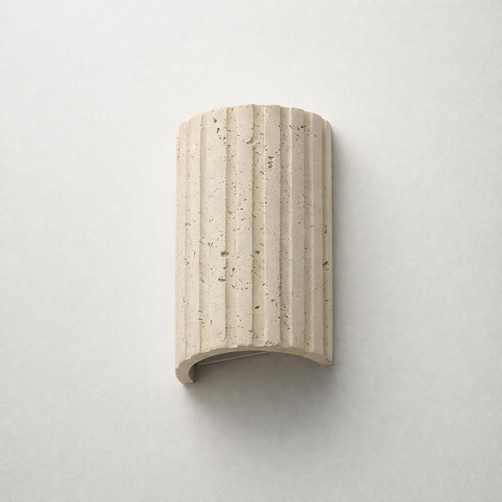 Shore Ribbed Natural Travertine Up/Down Wall Light - Lifestyle 5