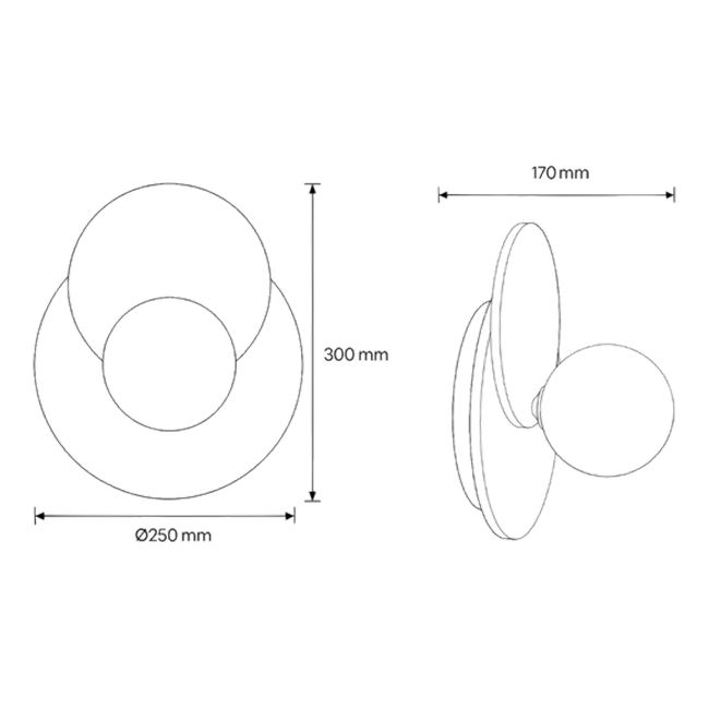 Lyra Natural Stone Wall Sconce - Dimension Drawing