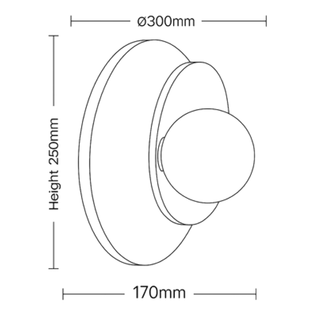 Vanta Lava Stone Indoor Wall Light - Dimension Drawing