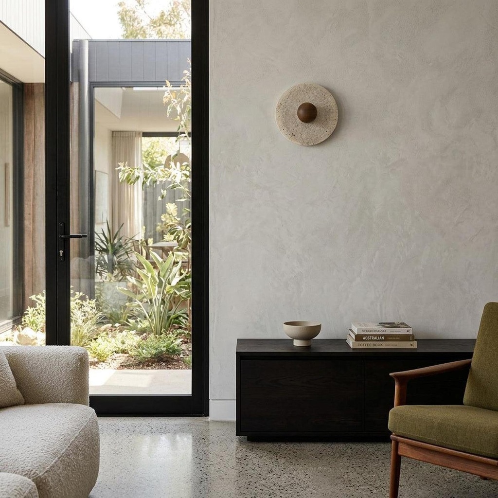 Orris Natural Travertine Wall Sconce - Lifestyle 1