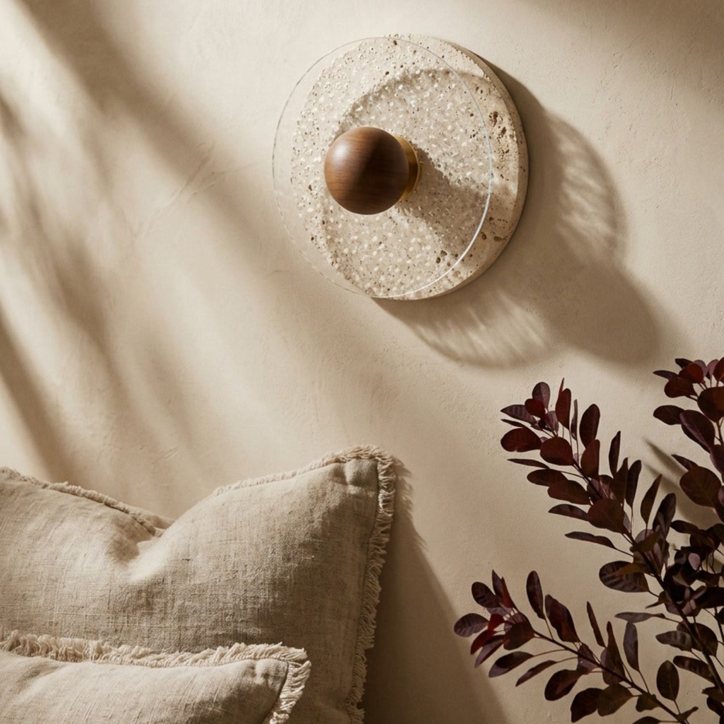 Orris Natural Travertine Wall Sconce - Lifestyle 3