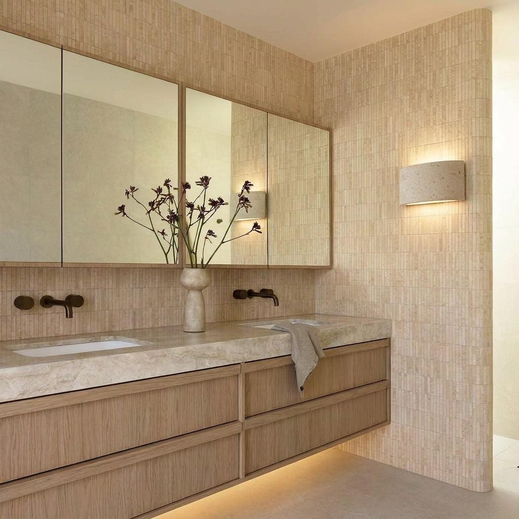 Pulse Natural Travertine Up/Down Wall Light - Lifestyle 4