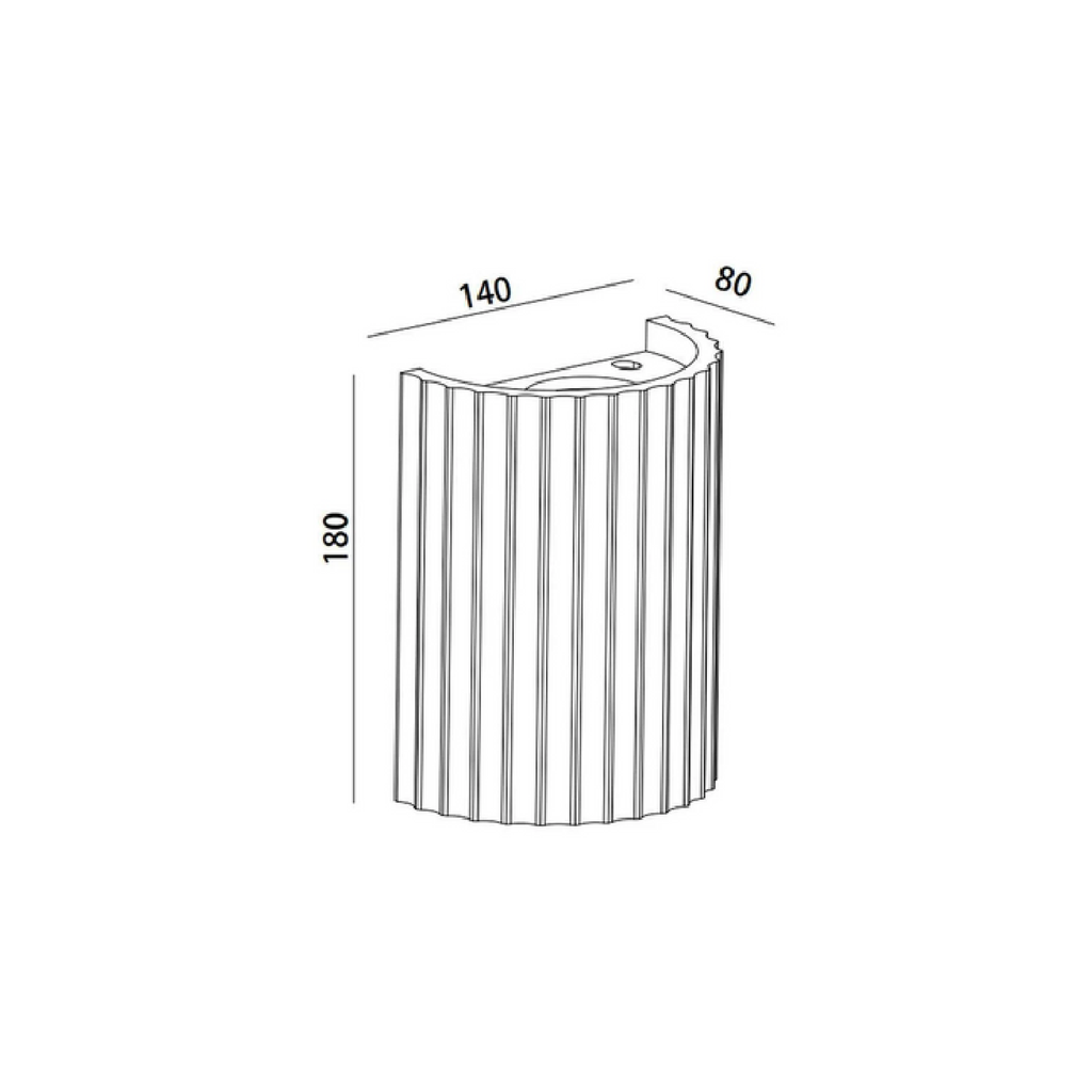 Molten Plaster Indoor Up/Down Wall Light - Dimension Drawing