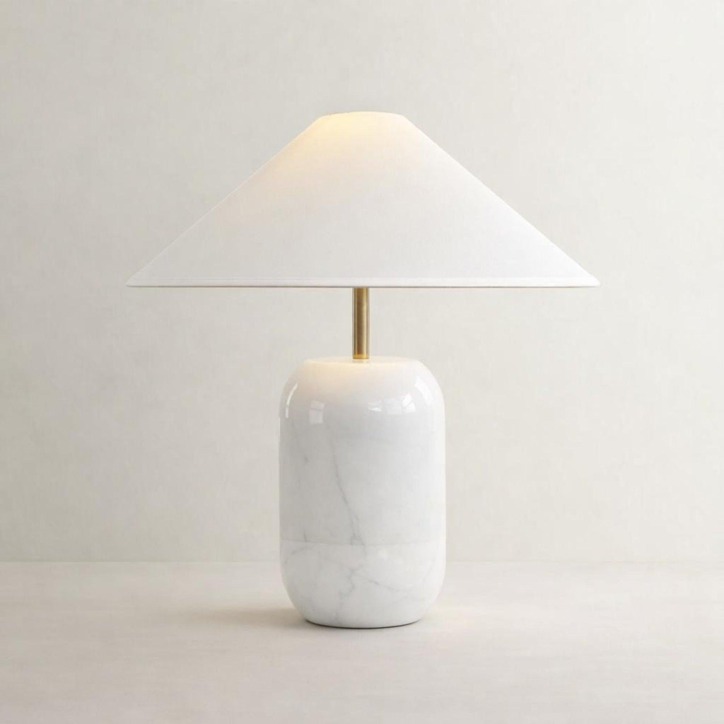 Petra Marble Table Lamp - White