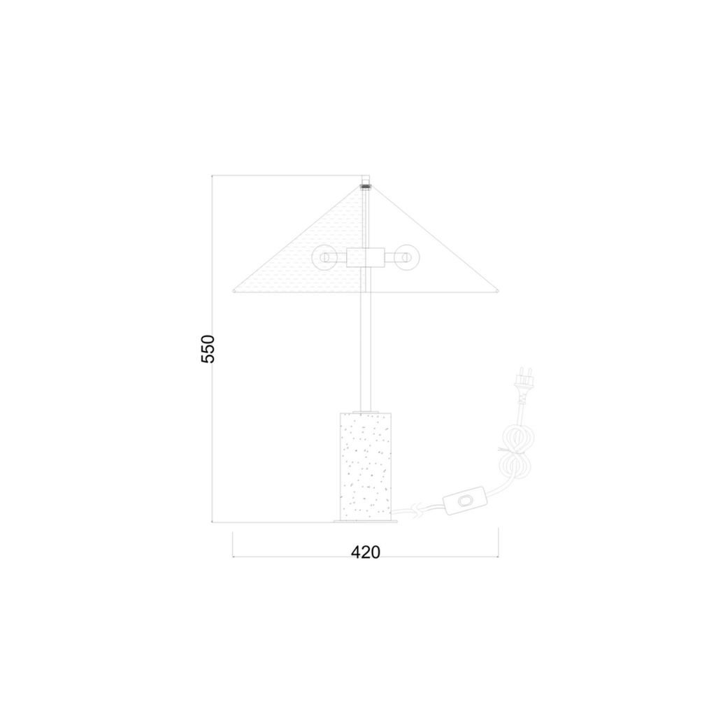 Hikari Rattan Table Lamp - Dimension Drawing
